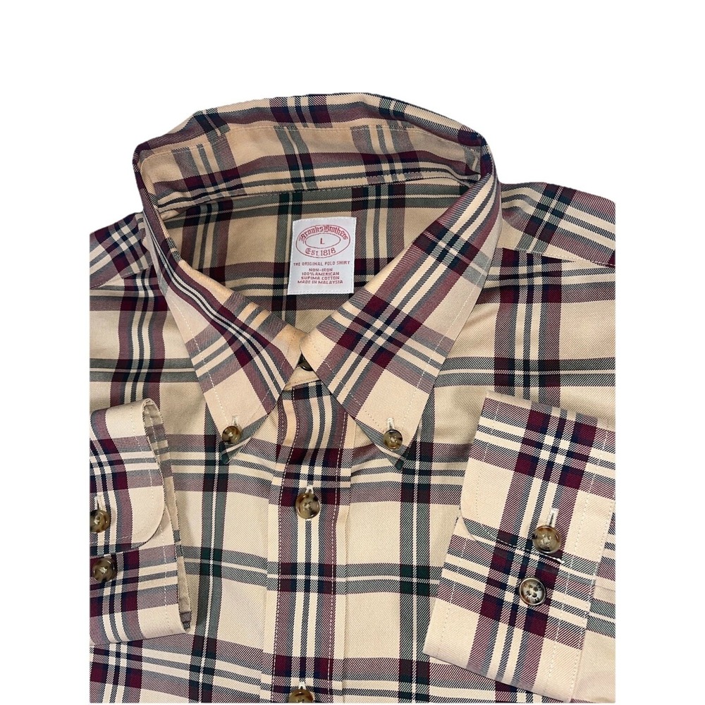 Brooks Brothers Non Iron Supima Cotton Multicolored Plaid L/S Btn Dwn Shirt L‎